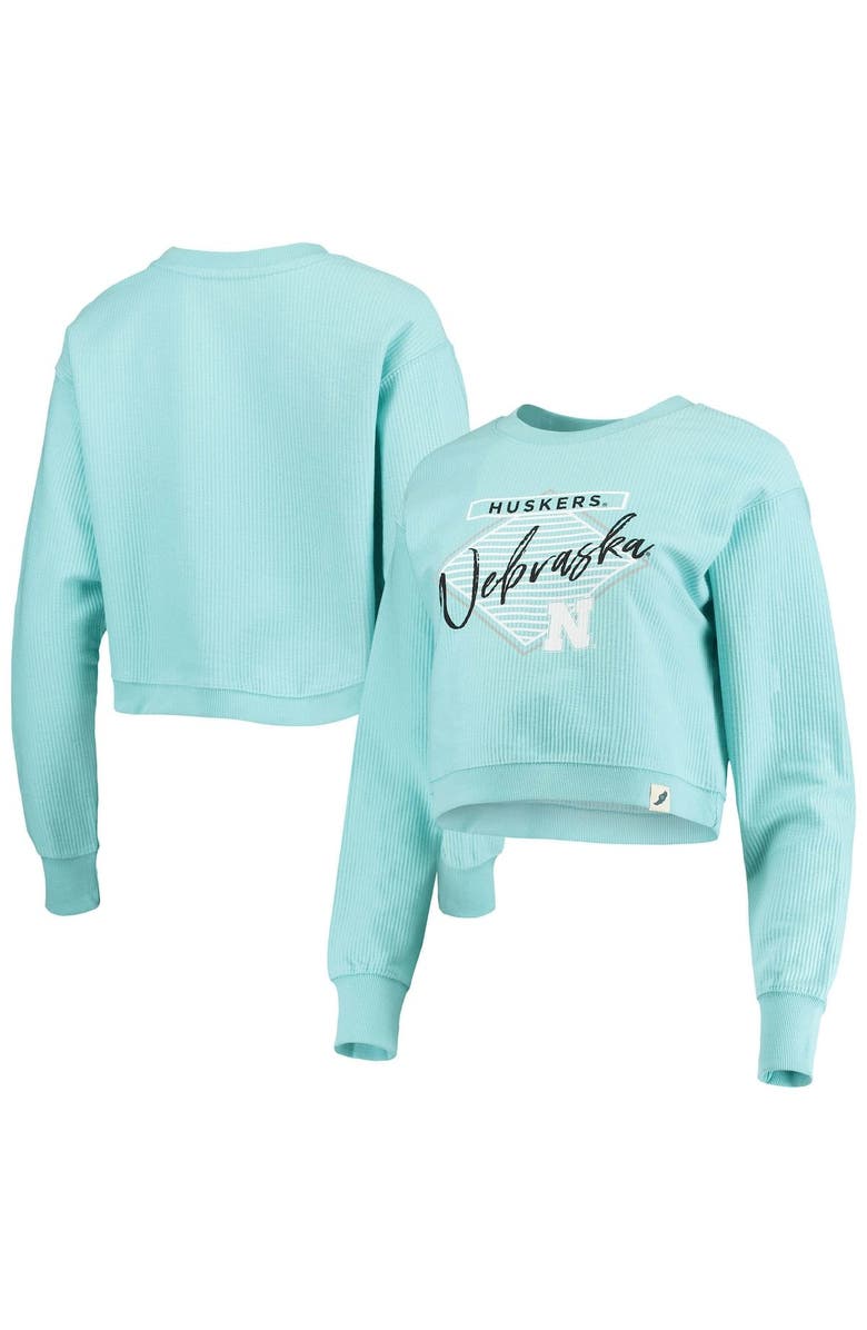 LEAGUE COLLEGIATE WEAR Women's League Collegiate Wear Light Blue Nebraska Huskers Corded Timber Crop Pullover Sweatshirt, Main, color, Light Blue