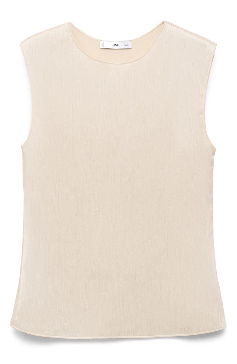 MANGO Plissé Sleeveless Knit Top, Alternate, color, Ecru