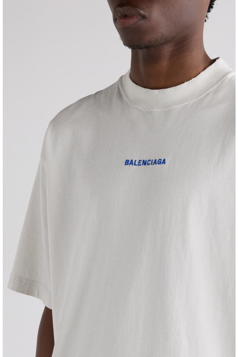 Medium Fit Distressed Logo T-Shirt, Alternate, color, 8016 DIRTY WHT/ SPORT BLUE