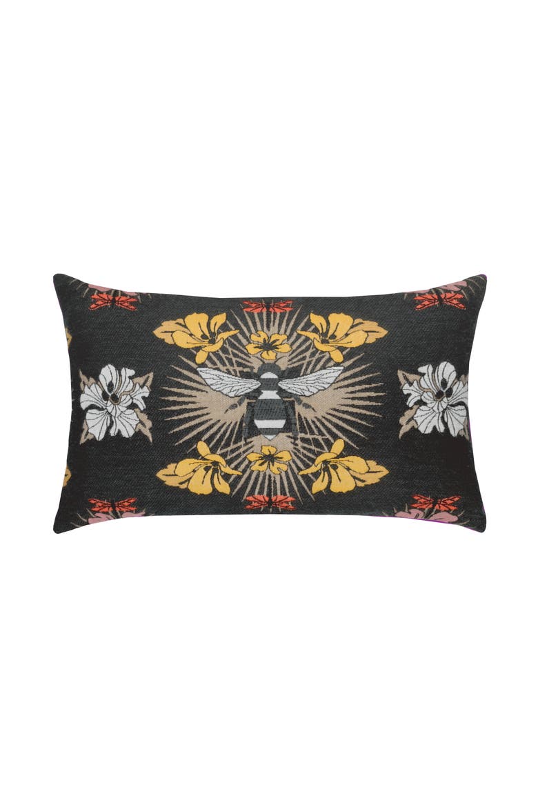 Honey Bee Jacquard Chenille accented Indoor & Outdoor Woven Accent Pillow, Main, color, Multi