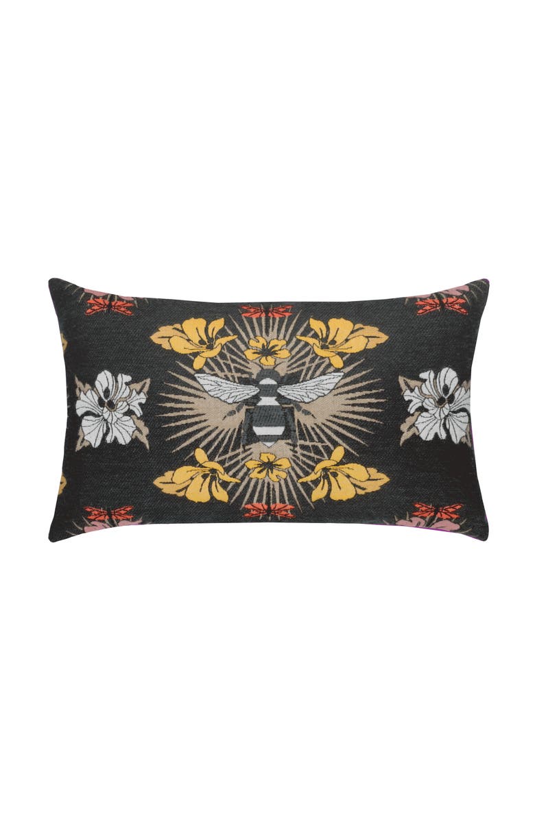 Elaine Smith Honey Bee Jacquard Chenille accented Indoor & Outdoor Woven Accent Pillow, Main, color, Multi