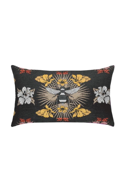 Honey Bee Jacquard Chenille accented Indoor & Outdoor Woven Accent Pillow