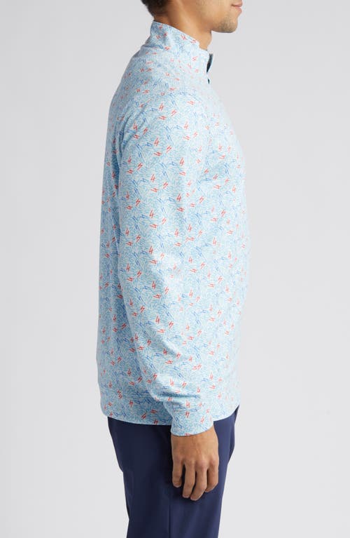Swannies Milton Scatter Print Quarter Zip Golf Pullover In Sky Fore