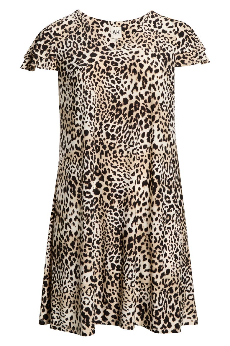 Leopard Print V-Neck Swing Dress, Alternate, color, ANNE BLACK MULTI