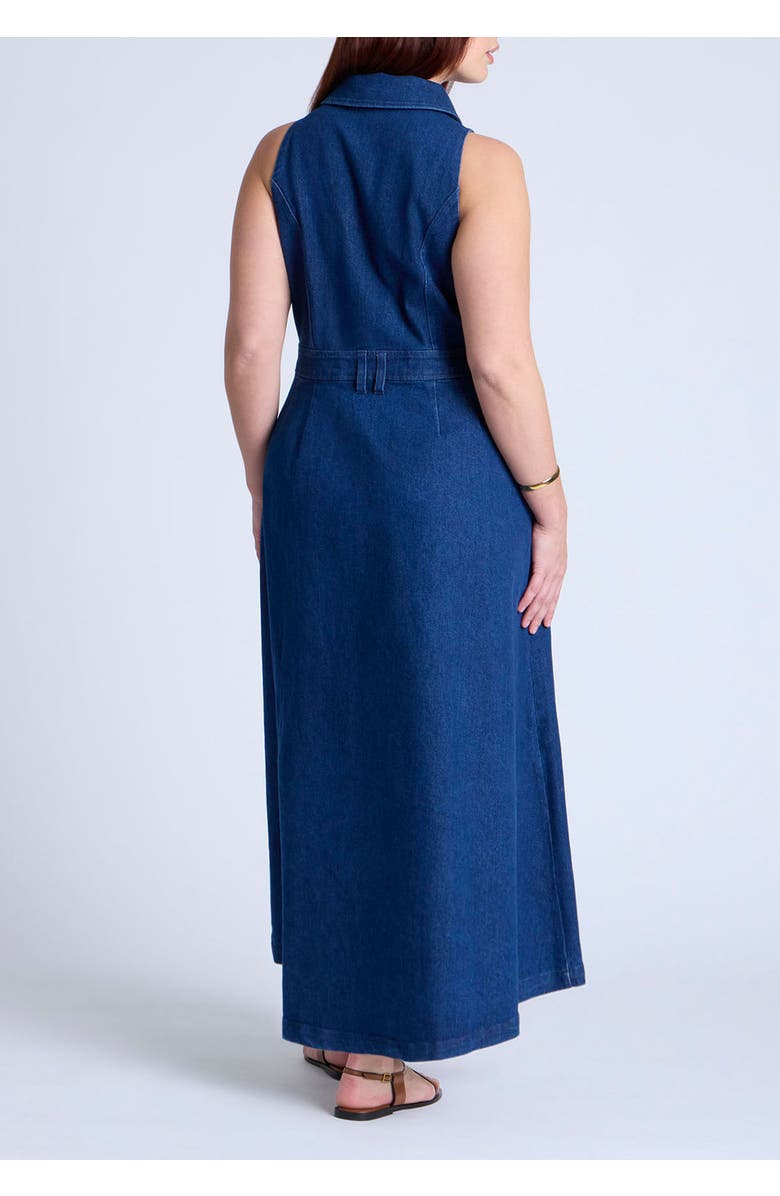 ELOQUII Sleeveless Denim Midi Dress, Alternate, color, Medium Wash
