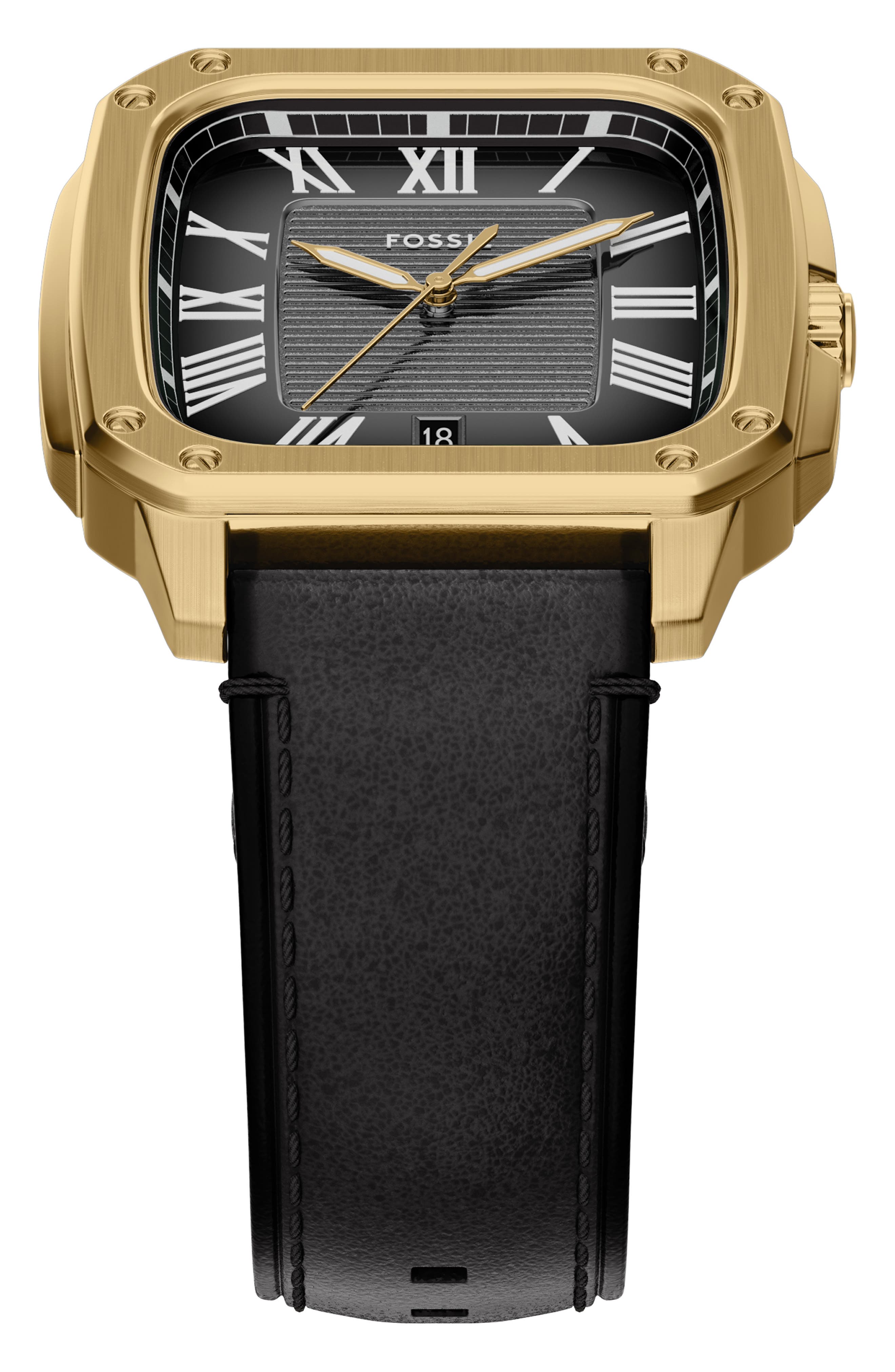 Fossil Crosby Leather Strap Watch, 42mm x 30mm (Men) | Nordstrom