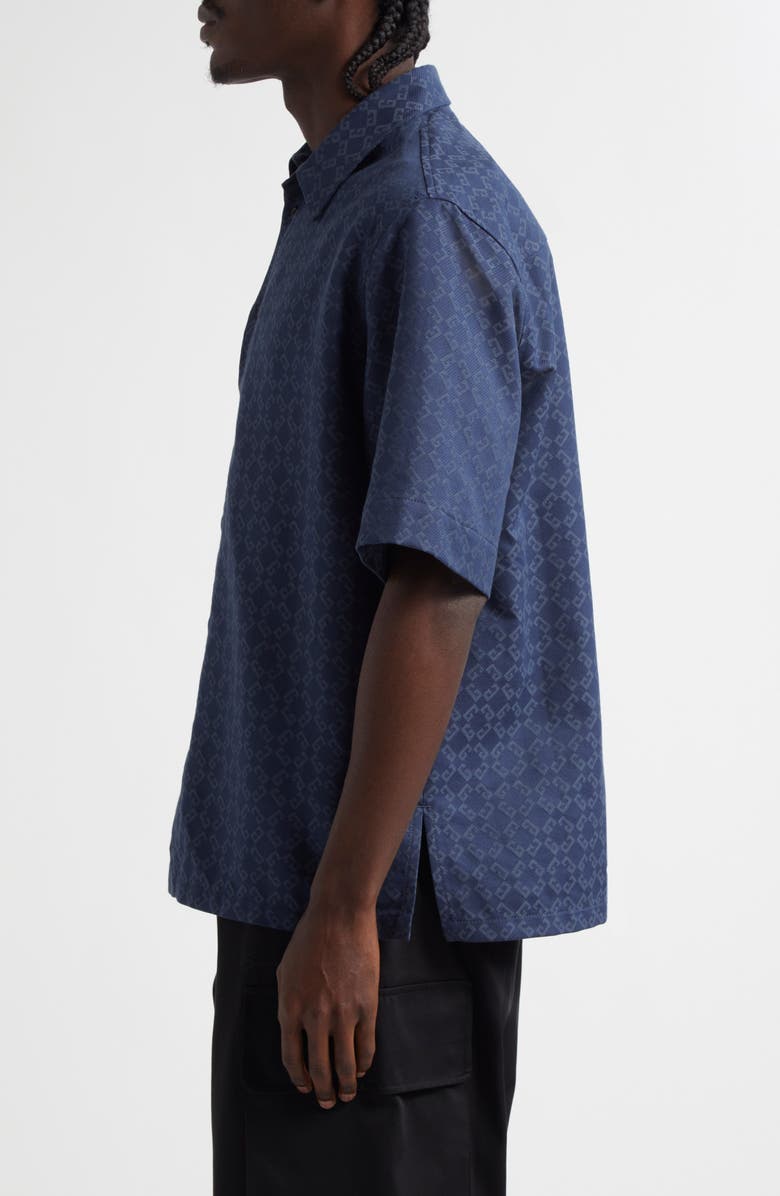 Givenchy Monogram 72 Jacquard Denim Button-Up Shirt, Alternate, color, Grey/ Blue