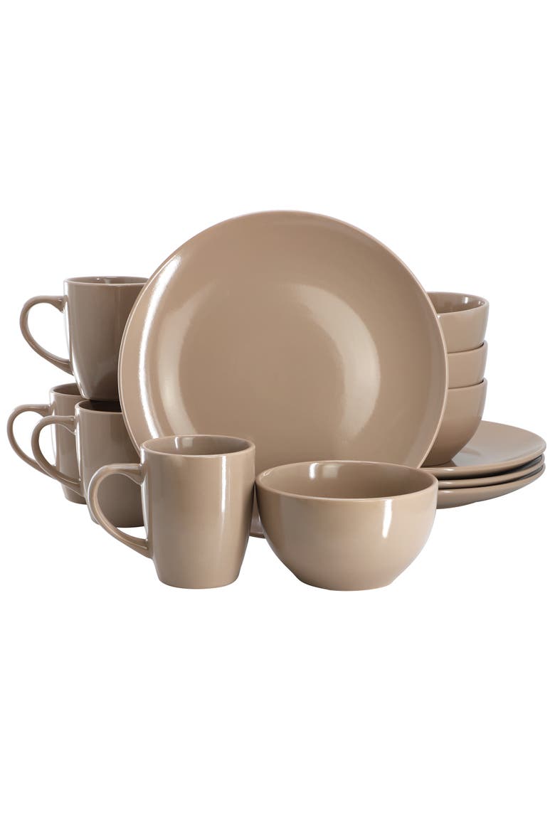 Everyday Plus 12 Piece Stoneware Dinnerware Set, Main, color, Brown