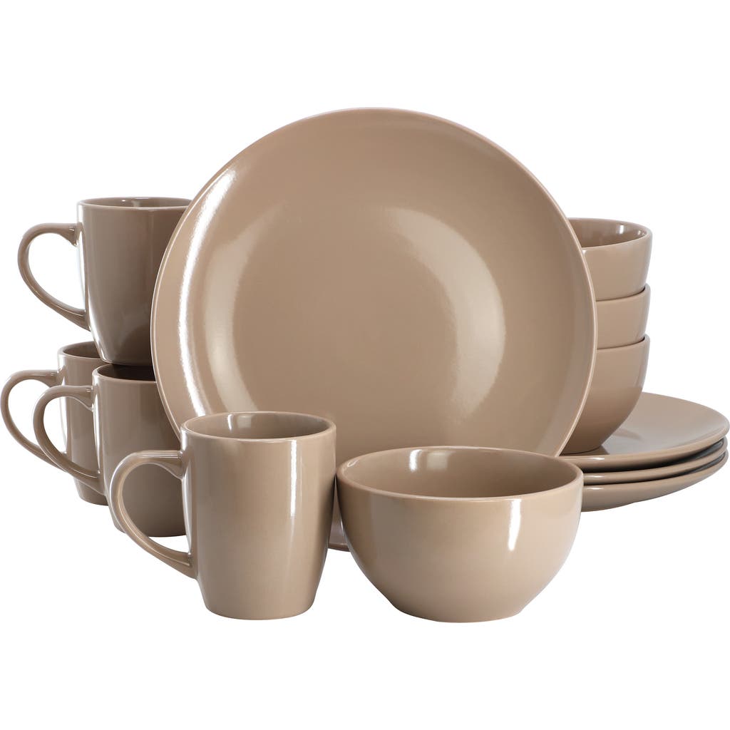 Gibson Home Everyday Plus 12 Piece Stoneware Dinnerware Set In Brown