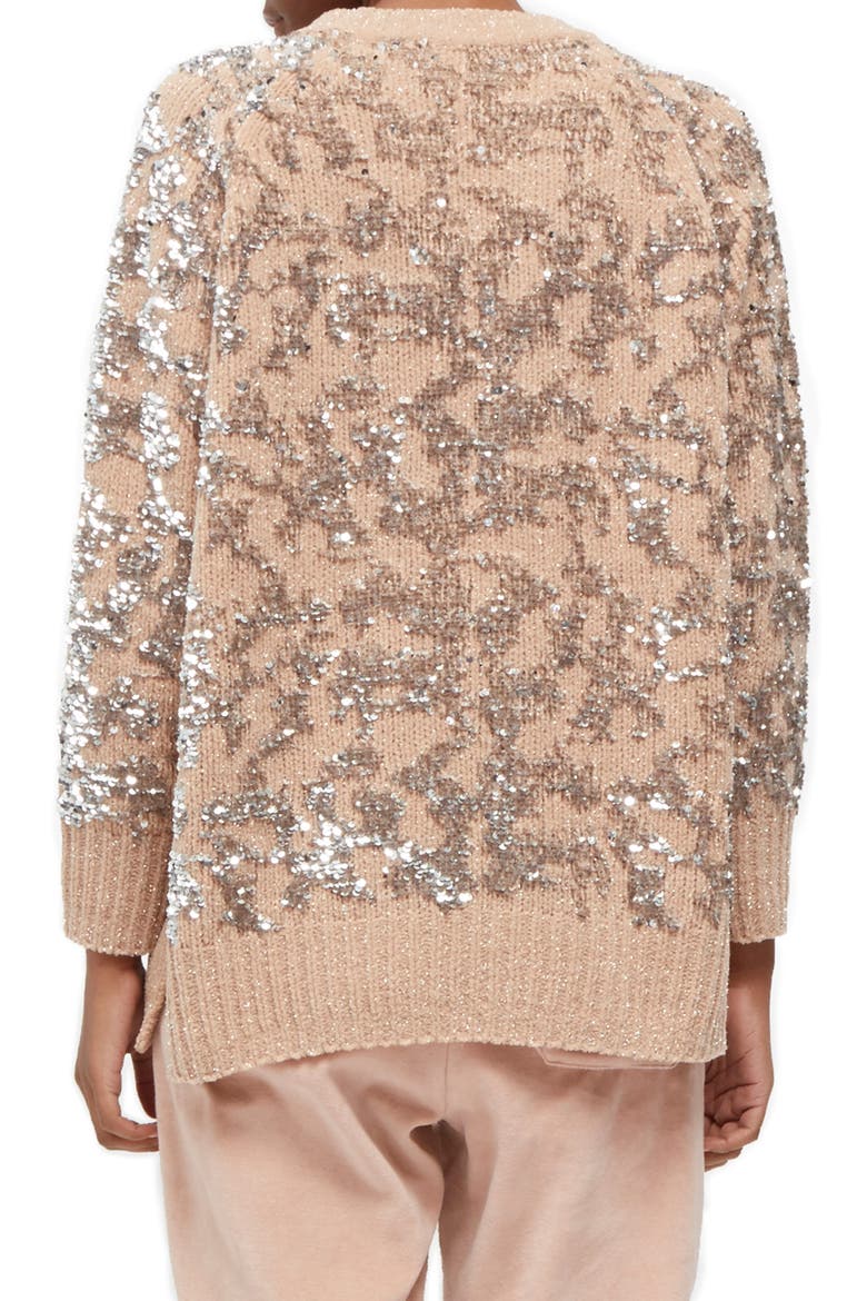 Rosemary Sequin Knit Sweater, Alternate, color, CHAMPAGNE/ SILVER
