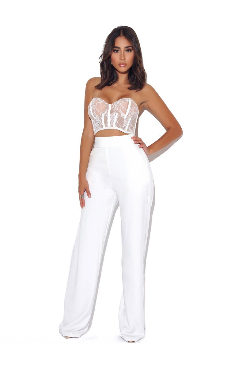 Miss Circle Neverough Wide Leg Stretch Crepe Trousers, Alternate, color, White