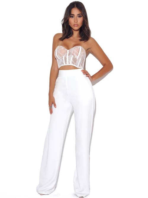 Miss Circle Neverough Wide Leg Stretch Crepe Trousers In White