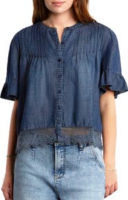 Billy T Pleat Button-Up Top