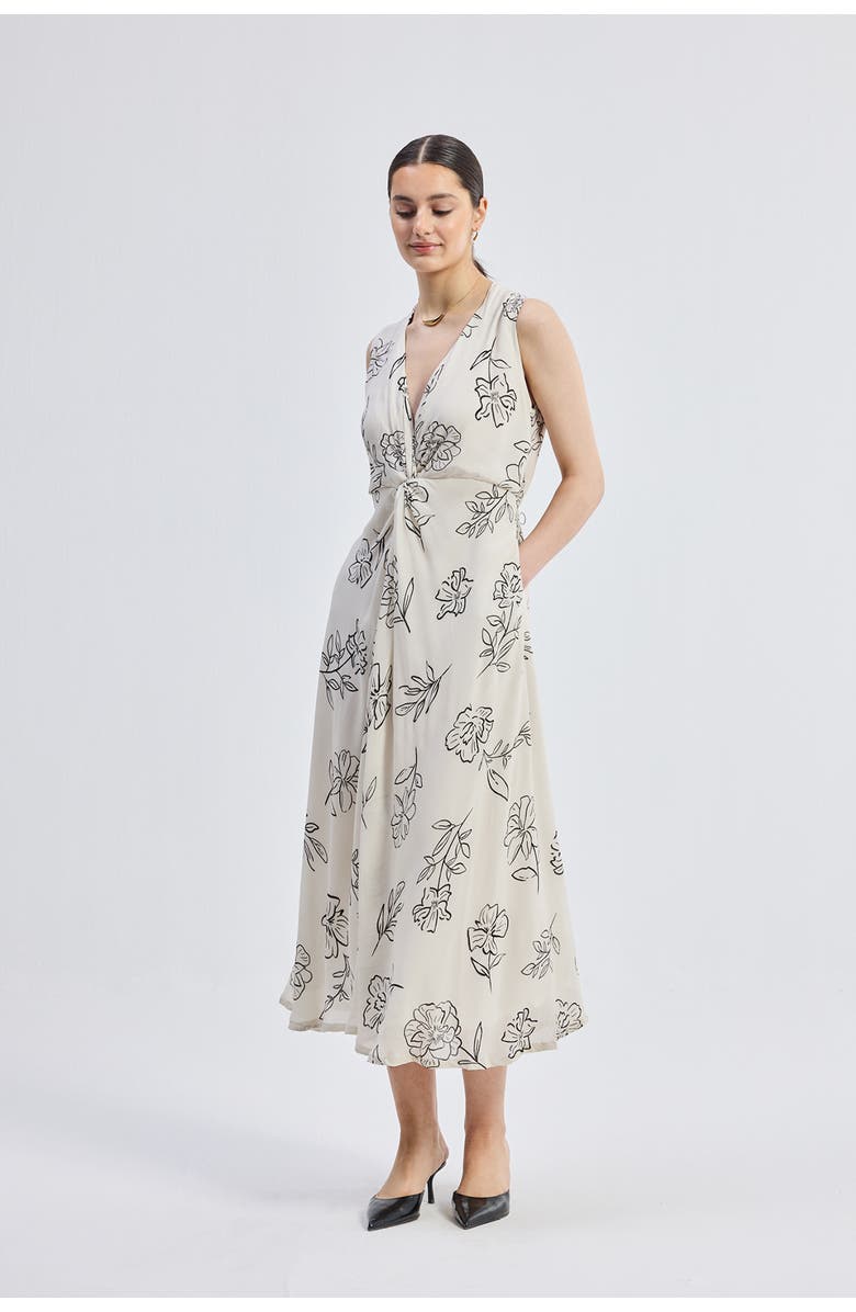 Reistor Front Twist Maxi Dress in Florals, Alternate, color, Black Florals