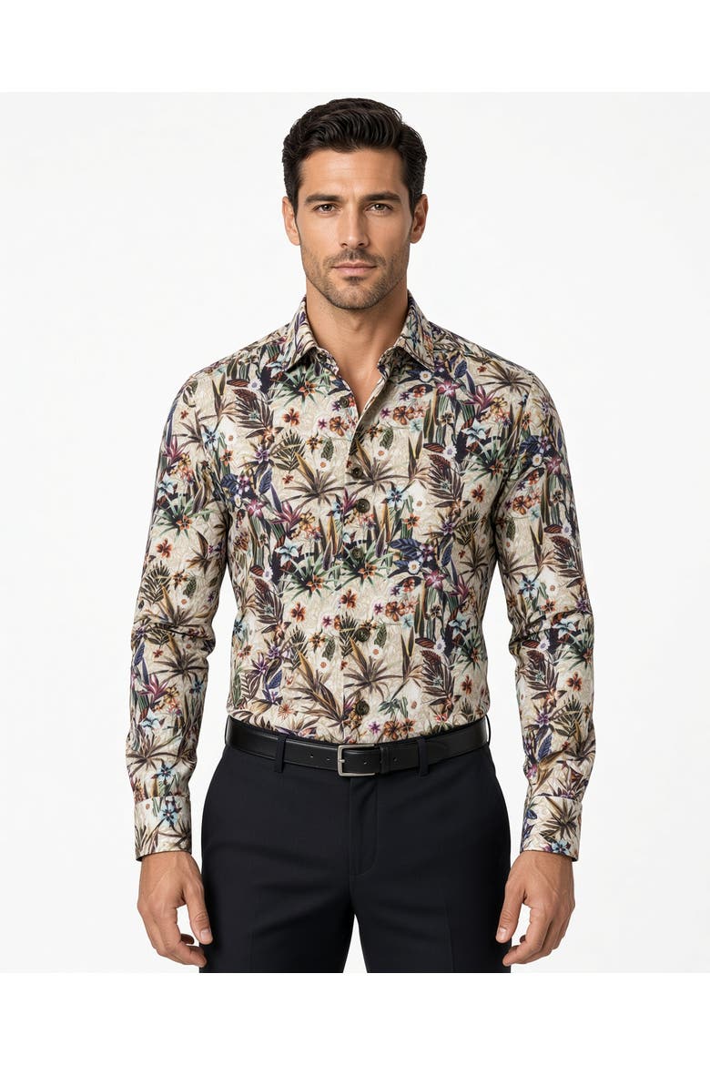 Mila Print Button-Up Long Sleeve Shirt, Alternate, color, Multicolor