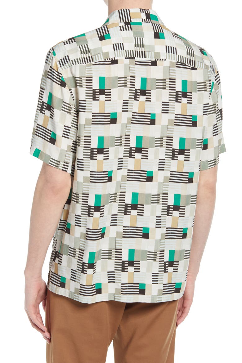 Print Short Sleeve Camp Shirt, Alternate, color, GREEN MULTI