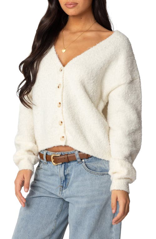 Shop Edikted Jade Crop Cardigan In Cream