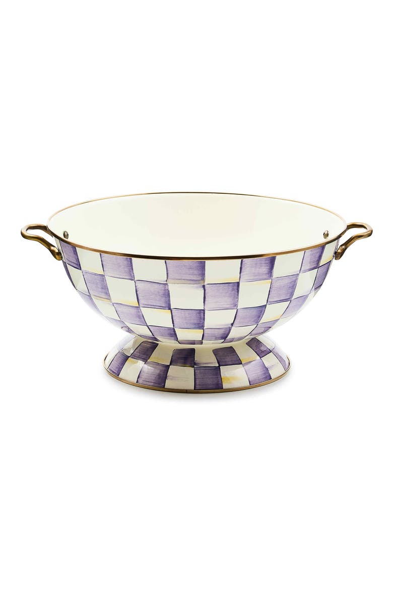 Emerald Check Enameled Steel Everything Bowl, Main, color, VIOLET