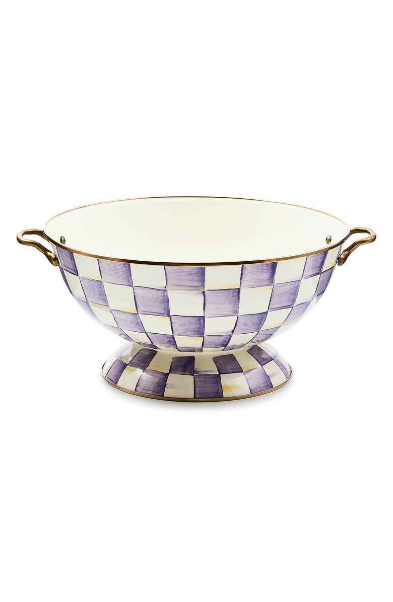 MACKENZIE CHILDS Emerald Check Enameled Steel Everything Bowl, Main, color, Violet