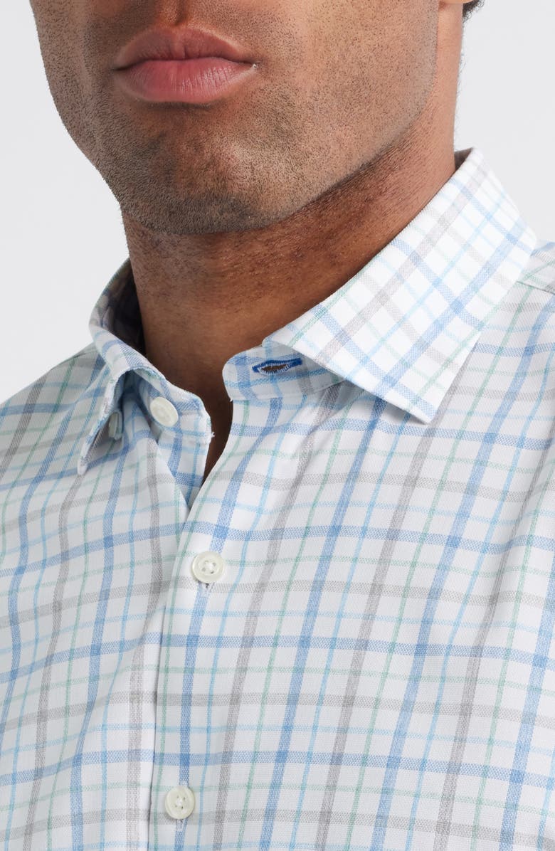 johnnie-O Maarten Plaid Performance Button-Up Shirt, Alternate, color, Navy