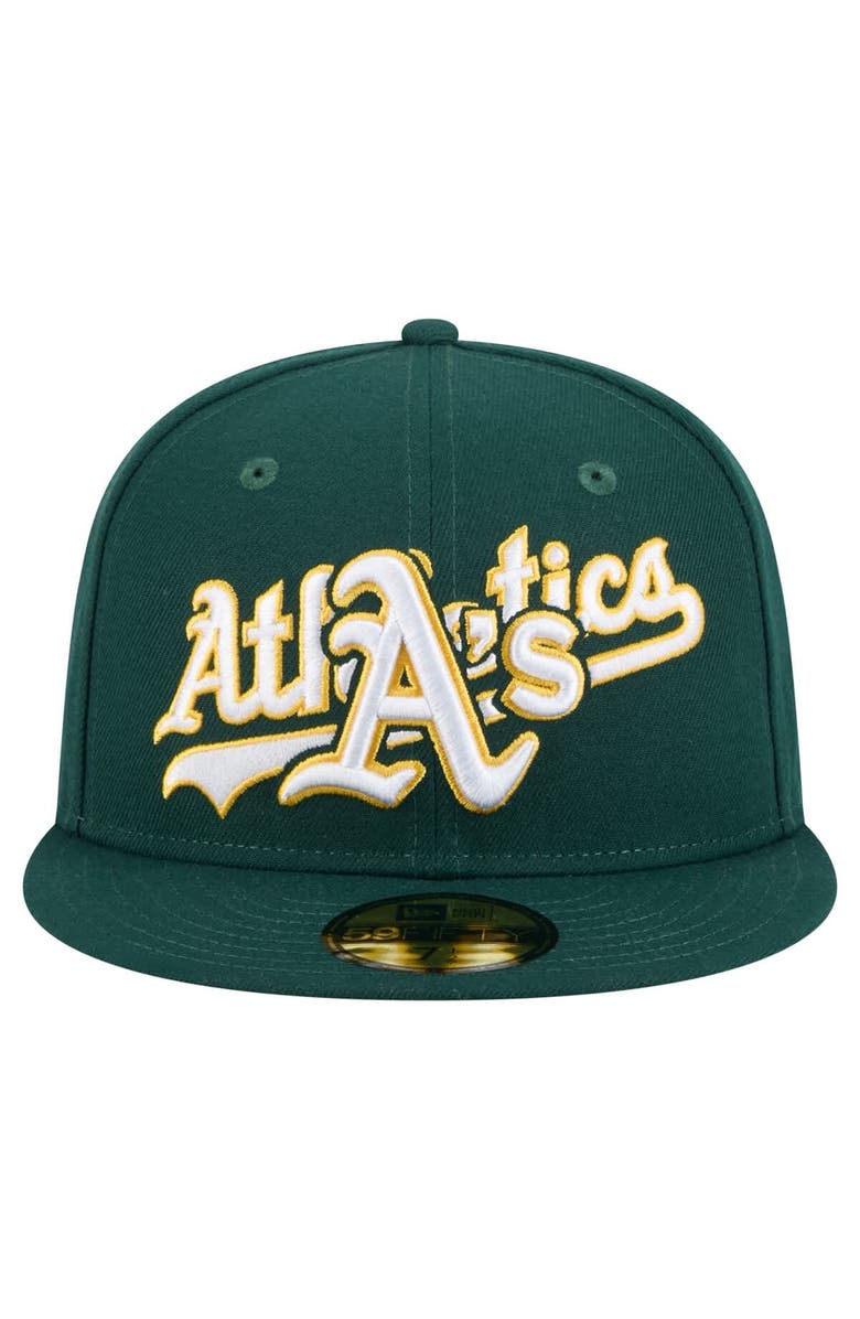 New Era Men's New Era Green Athletics Overlap 59FIFTY Fitted Hat, Alternate, color, Green