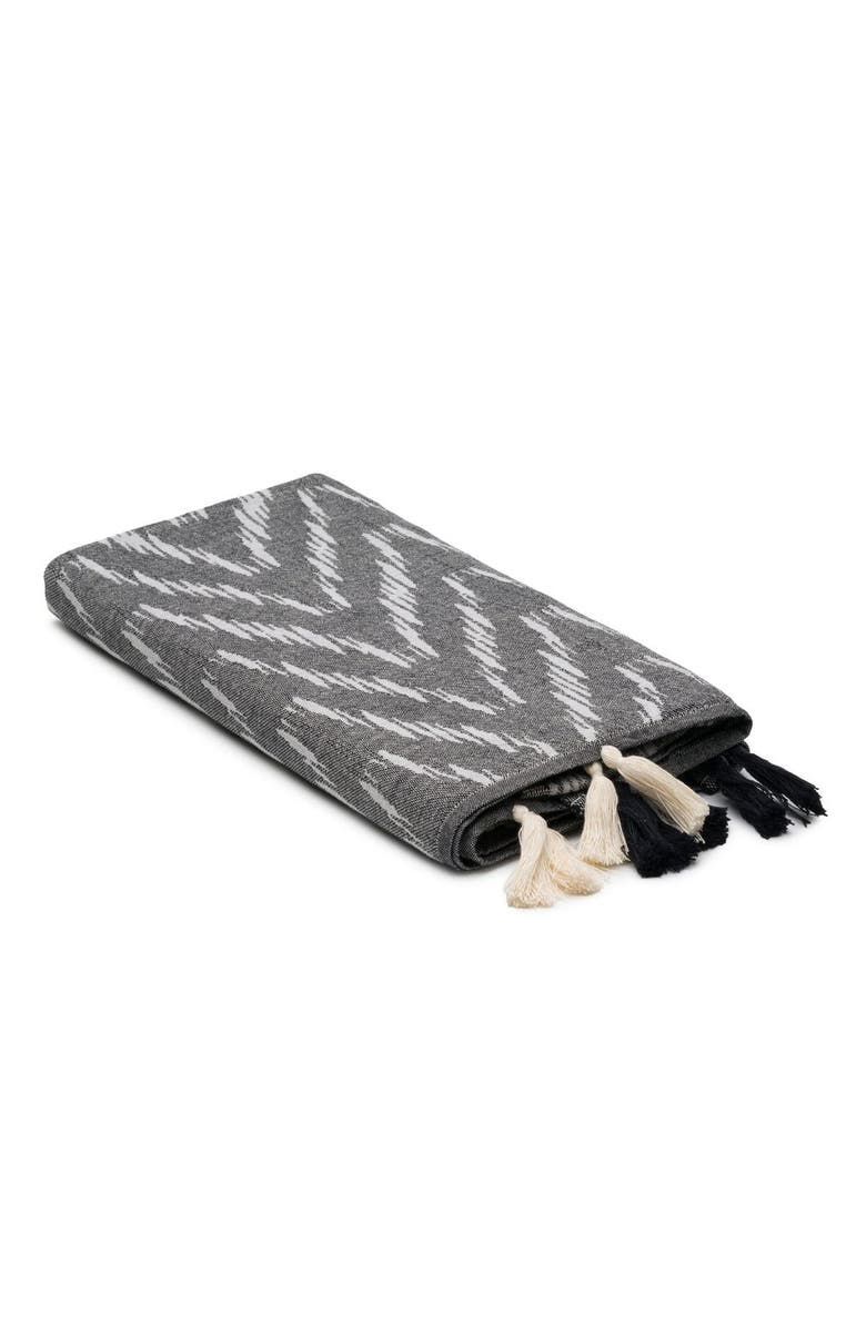 Oliviera Home Chevron Loom Turkish Cotton Towel & Throw, Main, color, Black