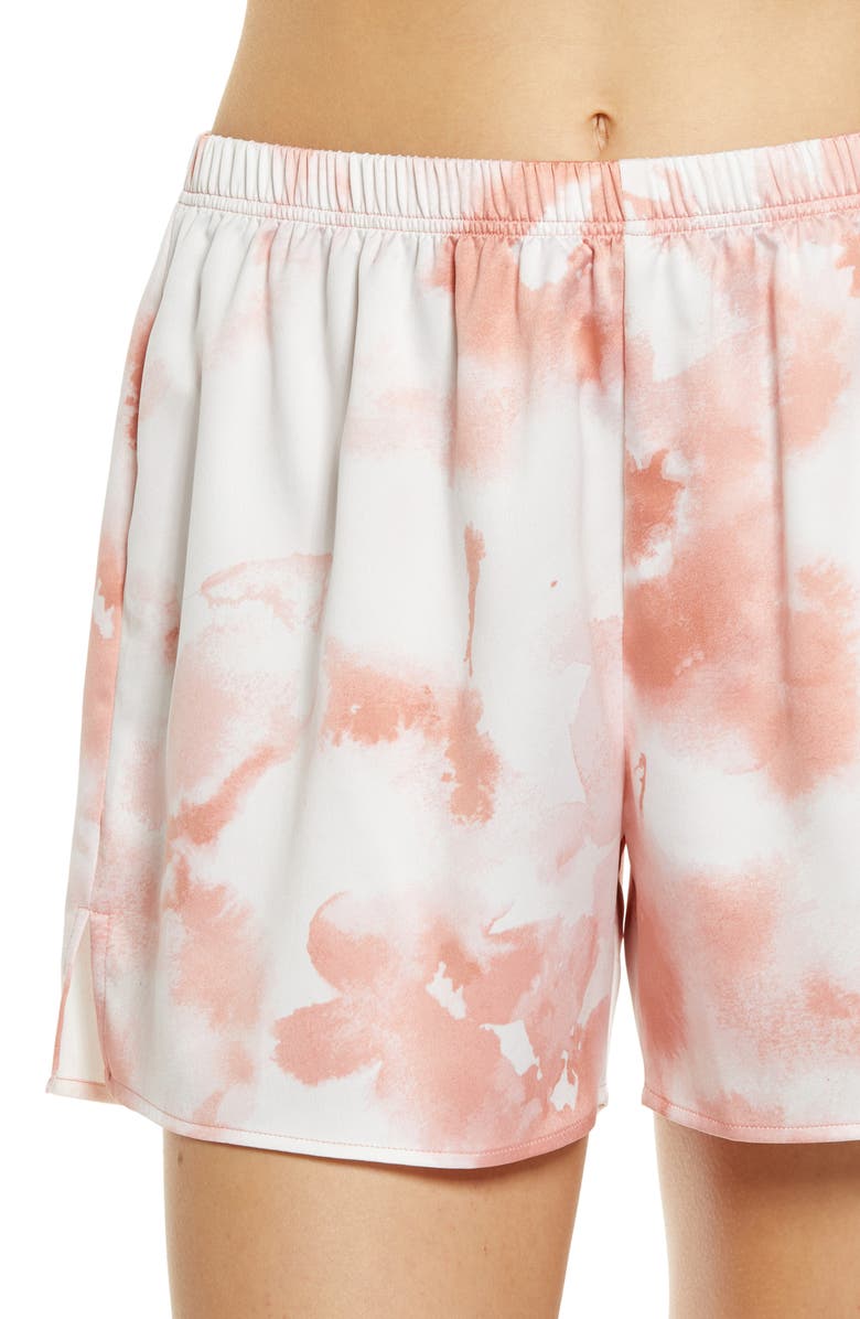 Nordstrom Satin Short Pajamas, Alternate, color, Pink Glass Watercolor Floral