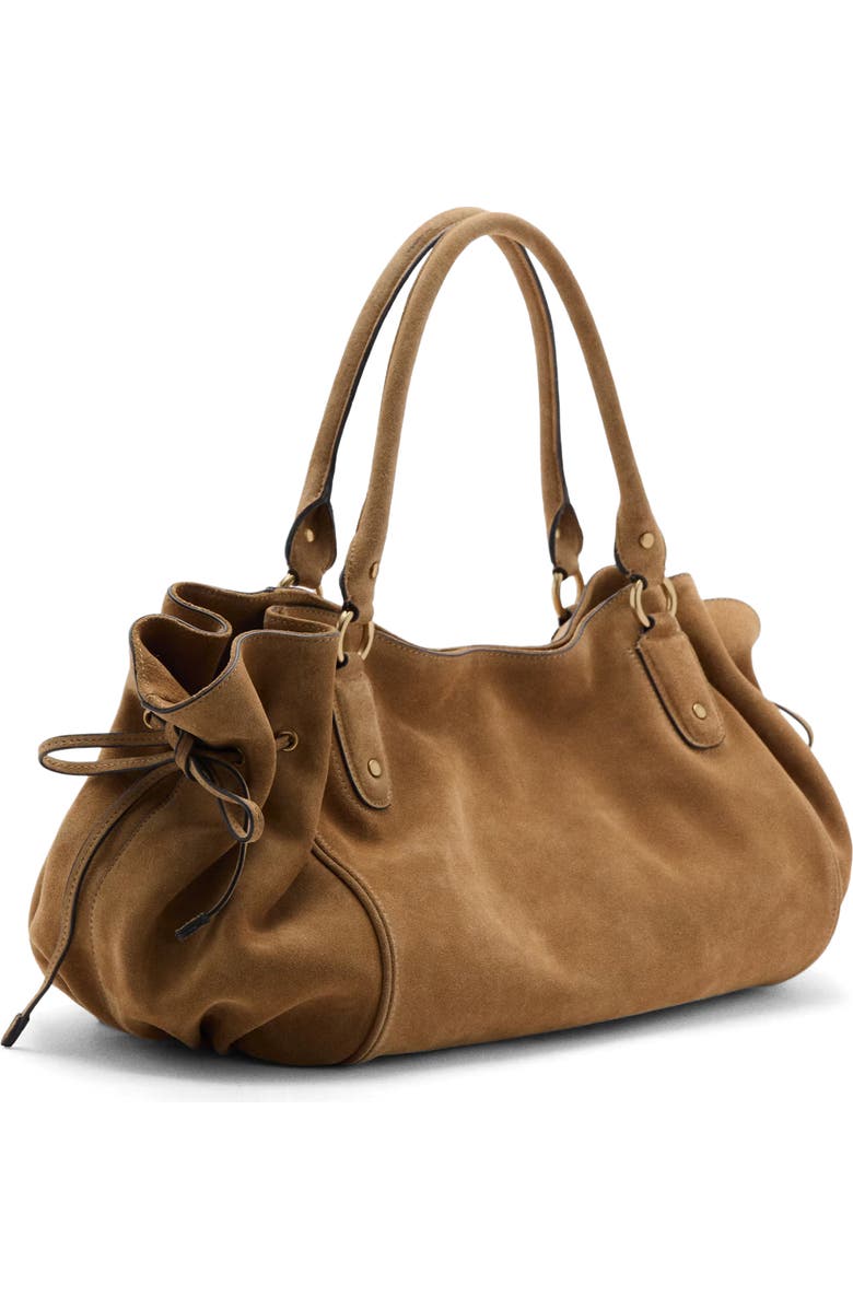 MANGO Starring Hailey Bieber Suede Shoulder Bag, Alternate, color, Medium Brown