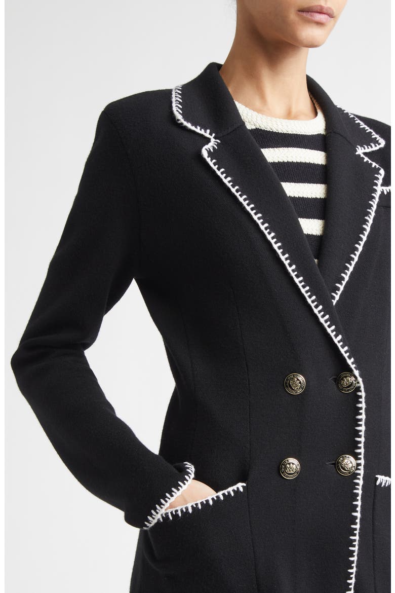 Signature Wool Blend Double Face Knit Jacket, Alternate, color, BLACK / ALABASTER