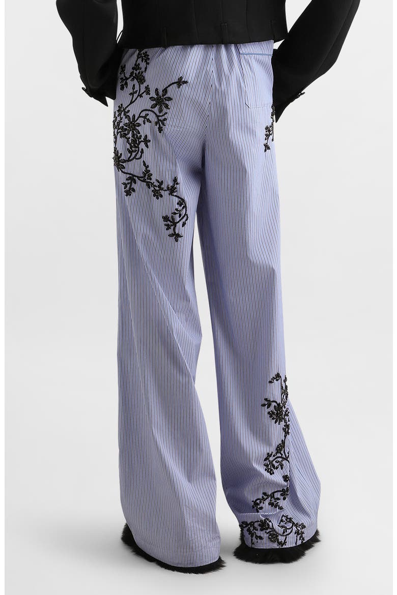 Embroidered Wide Leg Poplin Pants, Alternate, color, S8400 EMBROIDERED