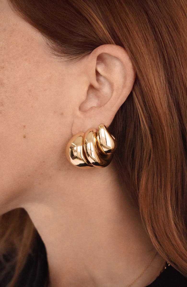 Ettika Set of 3 Domed Hoop Earrings, Alternate, color, Gold