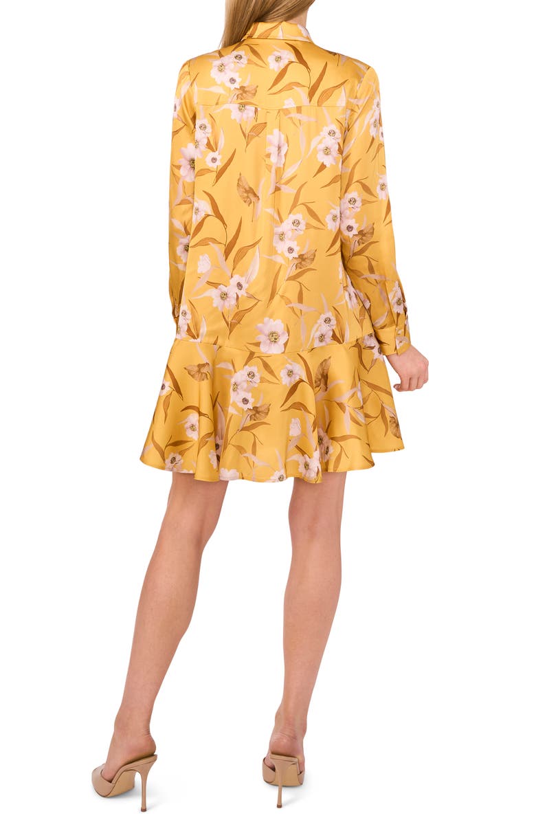 Ted Baker Floral Long Sleeve Mini Shirtdress, Alternate, color, Fresh Apricot