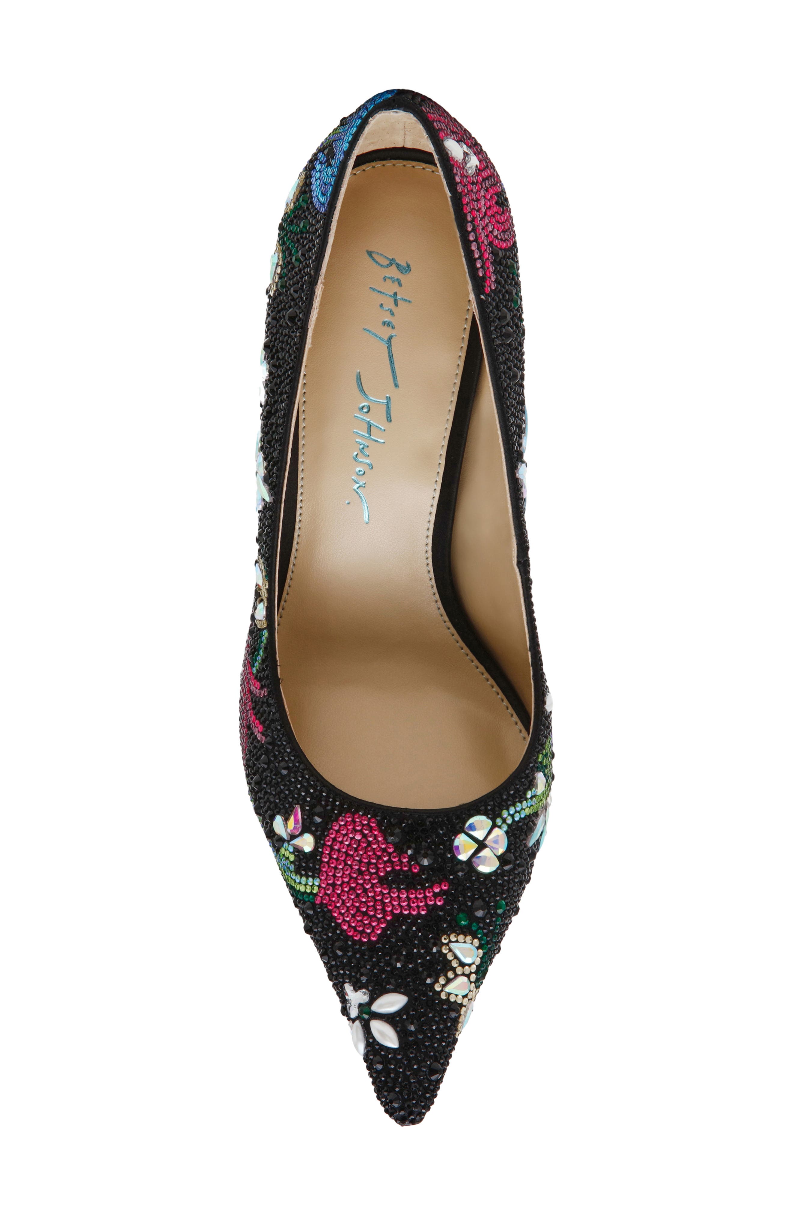 Brice Crystal Floral Pump, Alternate, color, BLACK MULTI