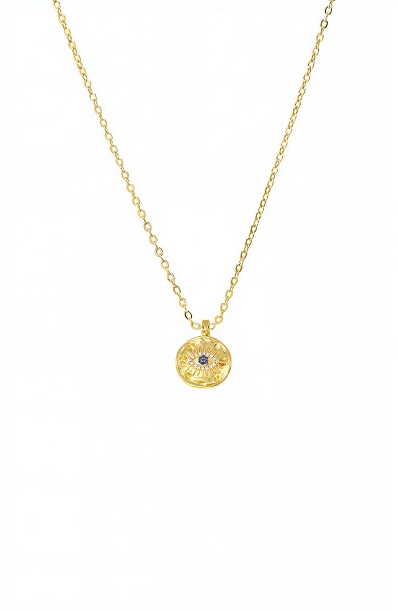 BY ADINA EDEN CZ Evil Eye Coin Pendant Necklace, Main, color, 