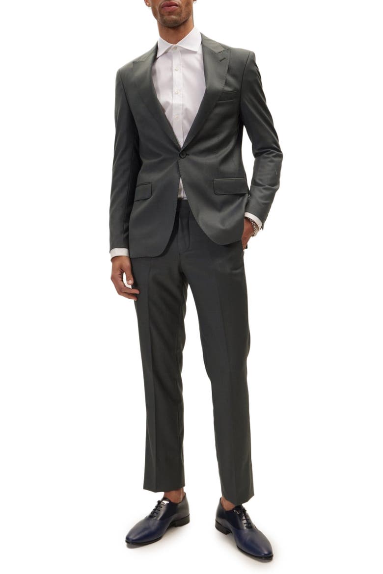 Super 120S Merino Wool Tuxedo, Main, color, GREEN