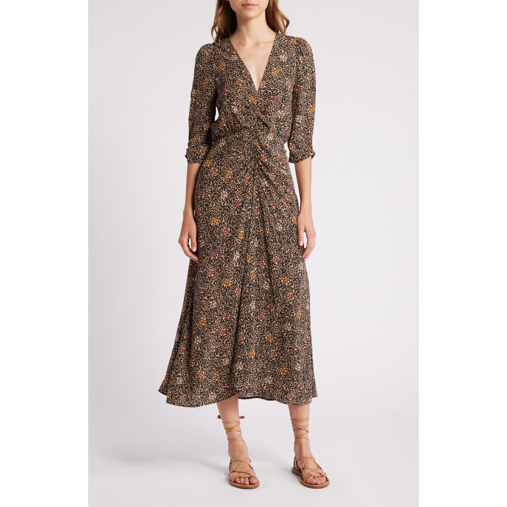 SESSUN SESSÙN NYLIA PRINT RUCHED MAXI DRESS