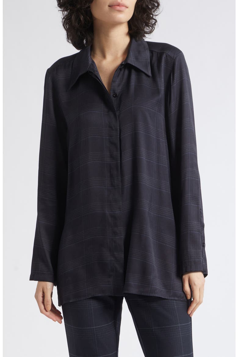 Ballata Point Collar Plaid Shirt, Main, color, NAVY