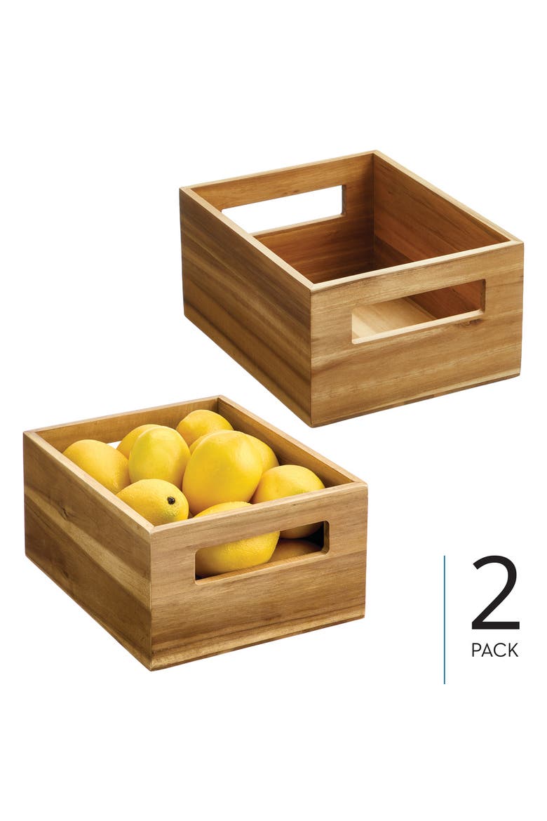Acacia Wood Pantry Storage Bin with Handles, Alternate, color, Natural