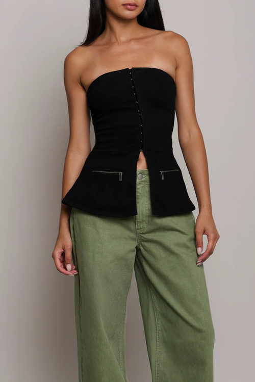 Tt Studios Luna Peplum Top In Black