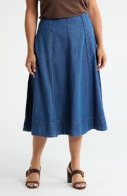 Caslon® A-Line Chambray Midi Skirt