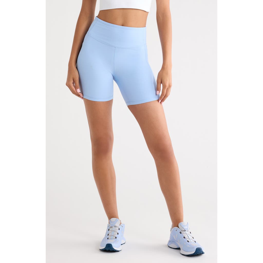 Zella Studio Luxe Pocket Bike Shorts in Blue Placid at Nordstrom, Size X-Small
