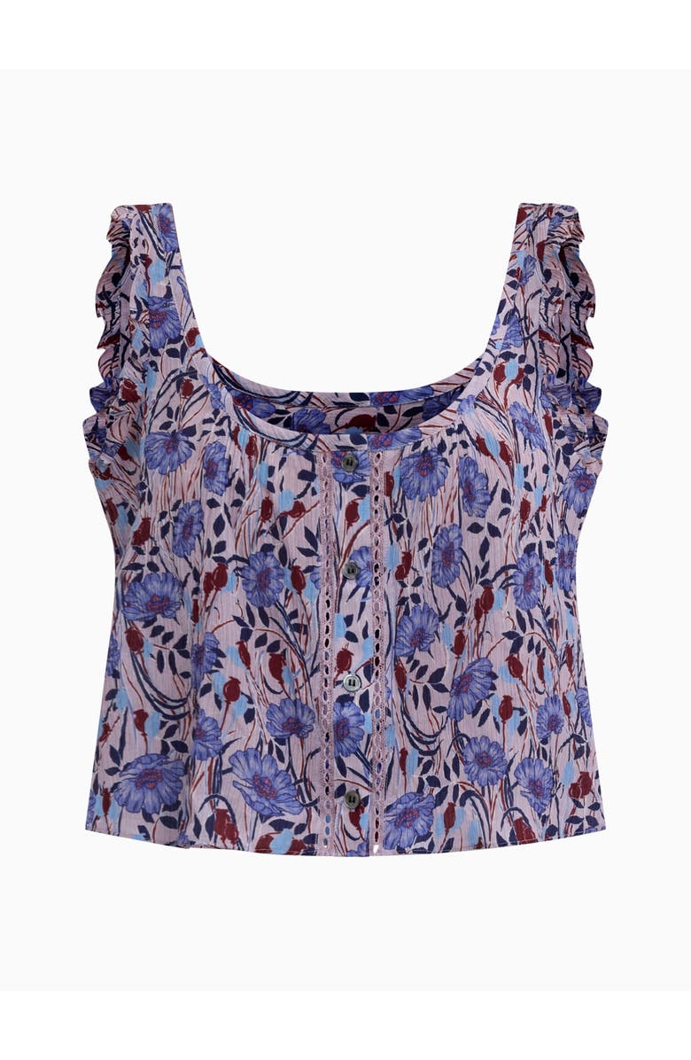 Rebecca Taylor Daphne Crinkle Tank, Alternate, color, Iris Multi