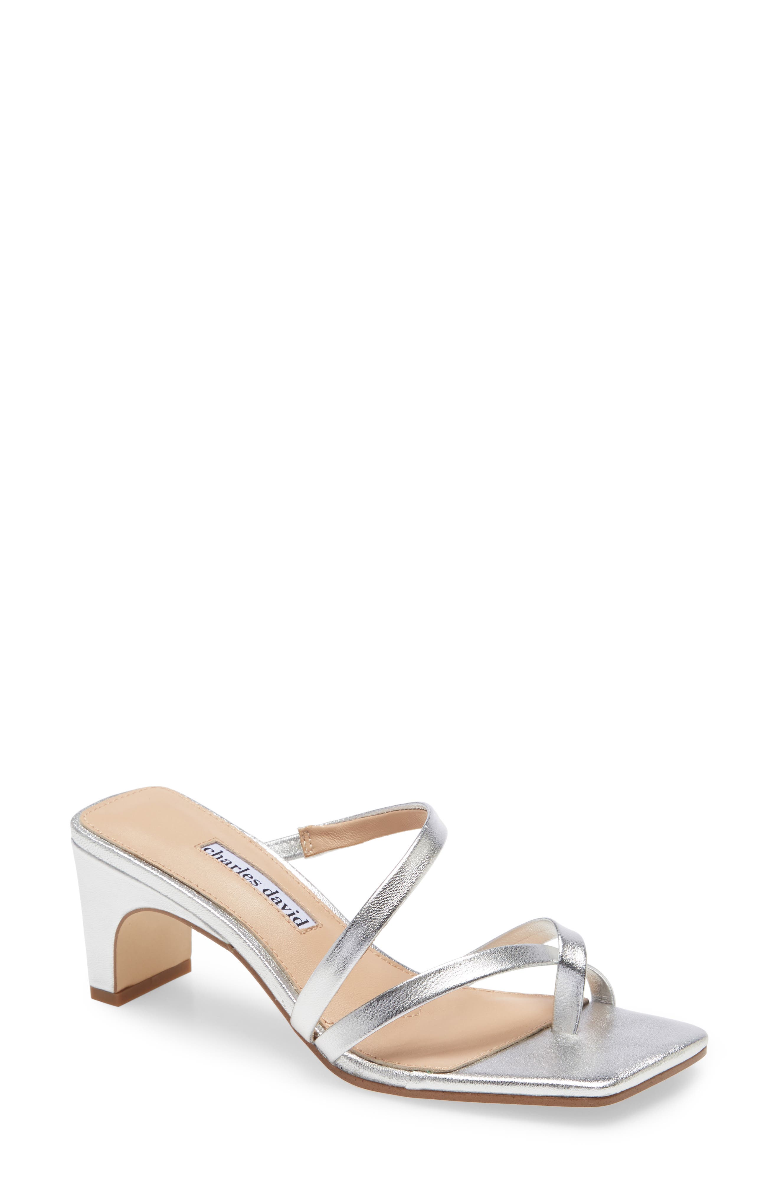 Henry Slide Sandal, Main, color, SILVER LEATHER