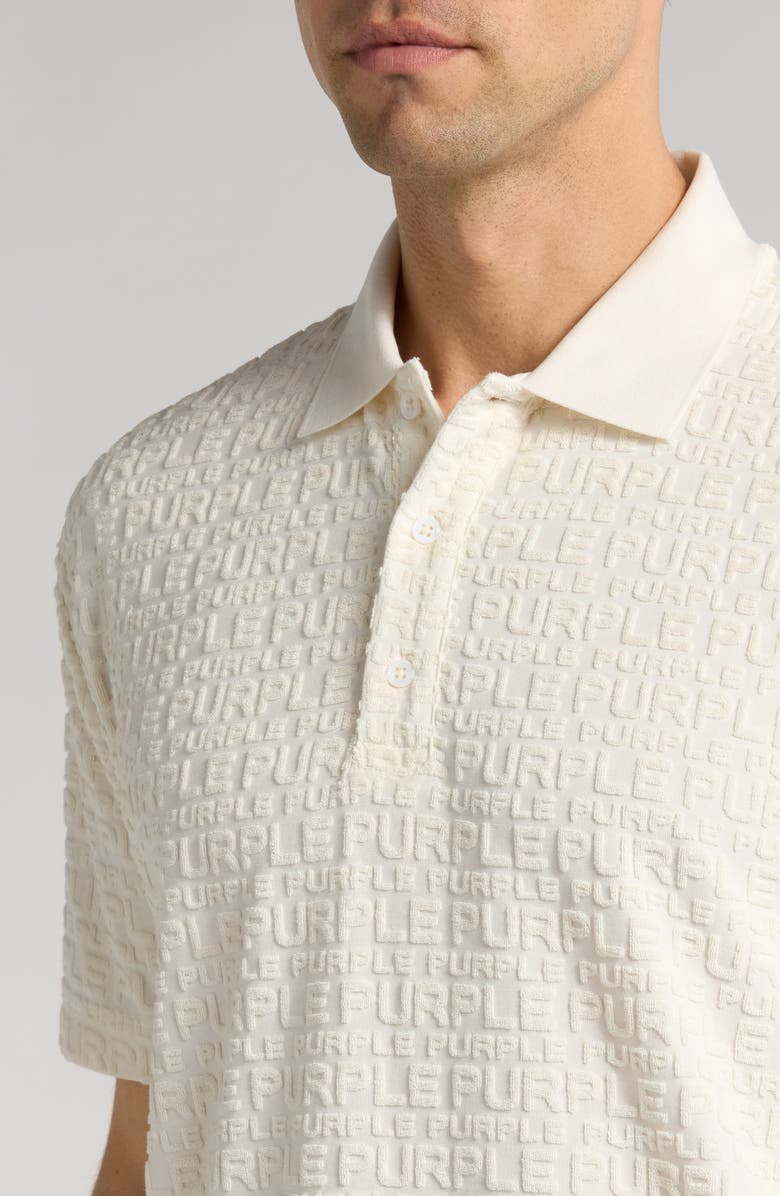 PURPLE BRAND Cotton Terry Blend Polo, Alternate, color, Off White