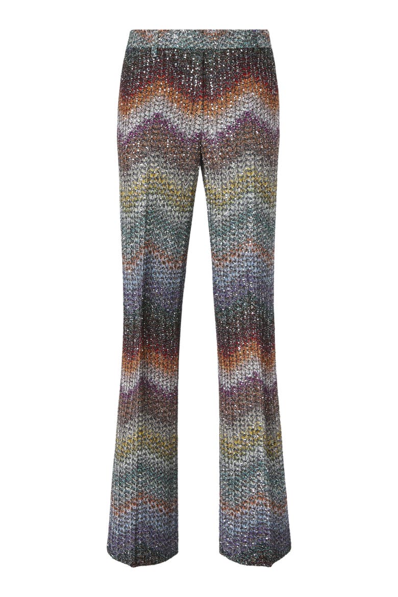 Straight-leg Trousers In Viscose Lamé With Sequins, Alternate, color, Multicoloured