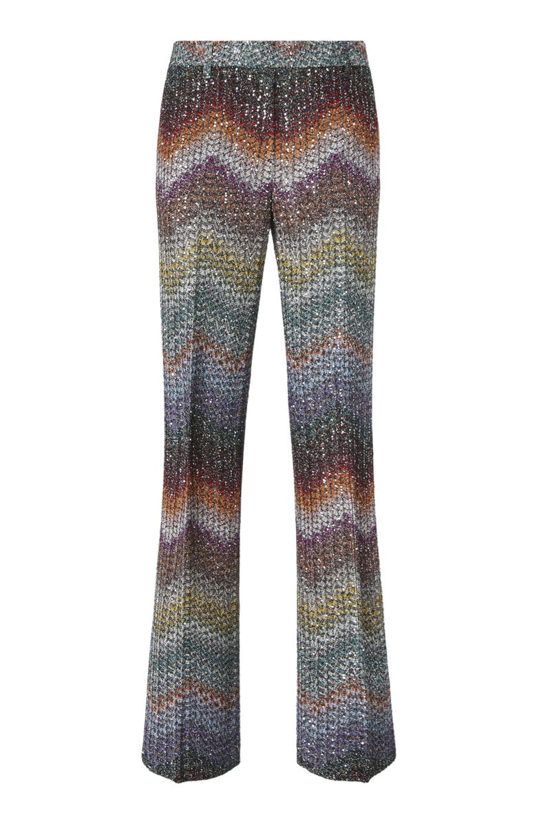Missoni Viscose Lamé Straight Trousers With Sequins, Alternate, color, Green& Brown