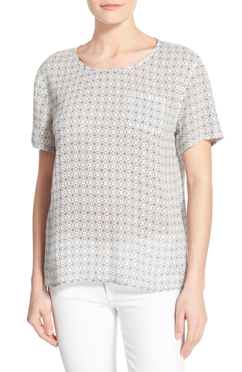 Caslon<sup>®</sup> Linen & Cotton Woven Relaxed Tee, Main, color, 