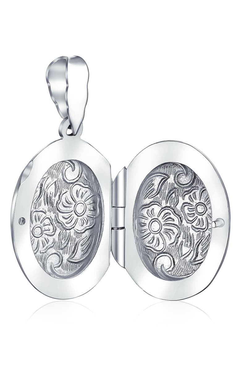 BLING JEWELRY Sterling Silver Floral Pendant Necklace, Alternate, color, Silver