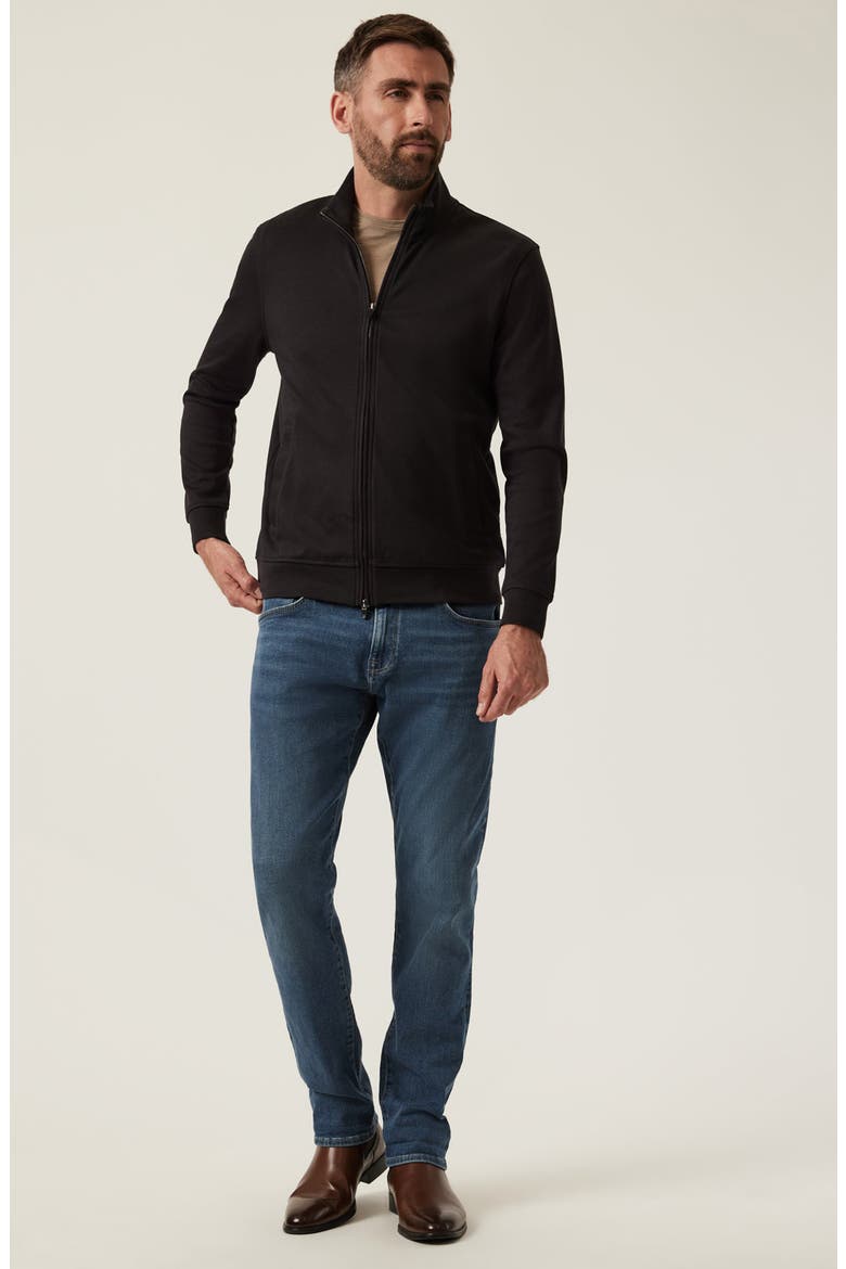 Mock Neck PIma Cotton Zip Jacket, Alternate, color, BLACK