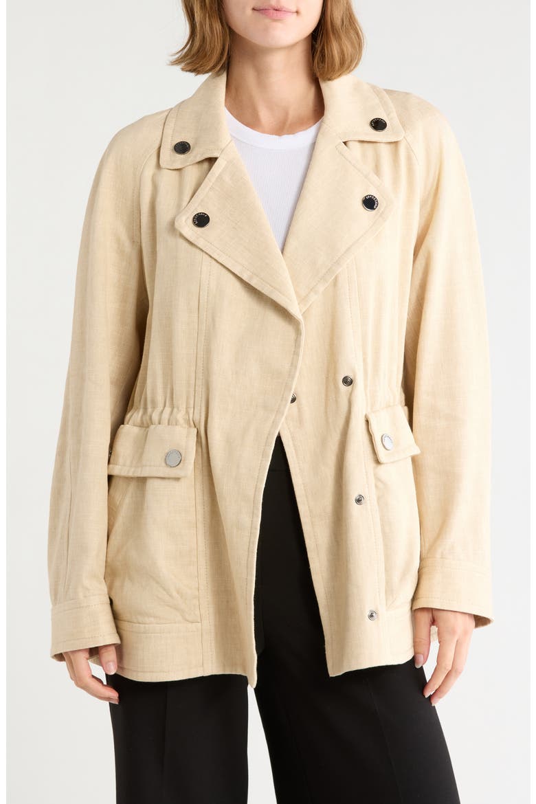 Snap Front Drawstring Jacket, Main, color, NATURAL